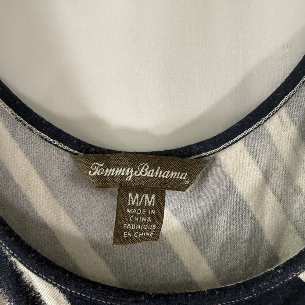 Tommy Bahama Maxi Dress Women's Medium Blue White Striped Sleeveless Cross Front - Picture 3 of 9
